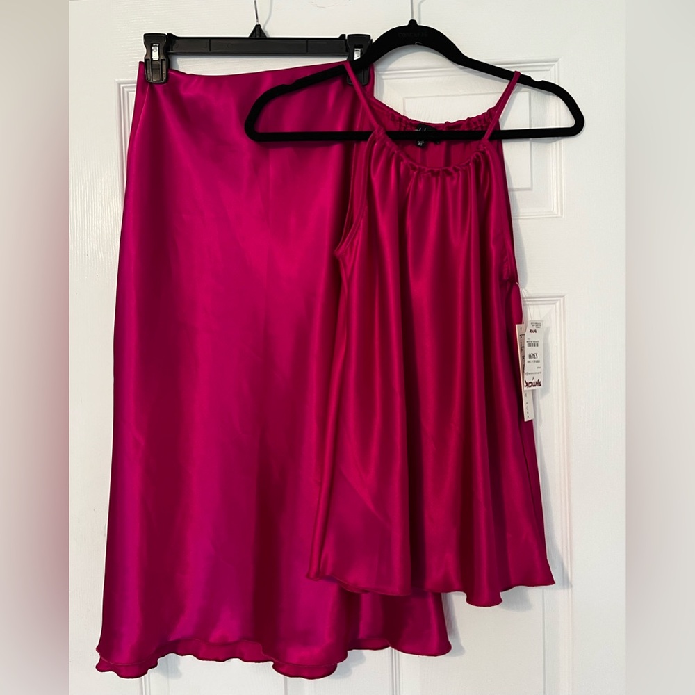 Nicole Miller Fuchsia Satin Ensemble